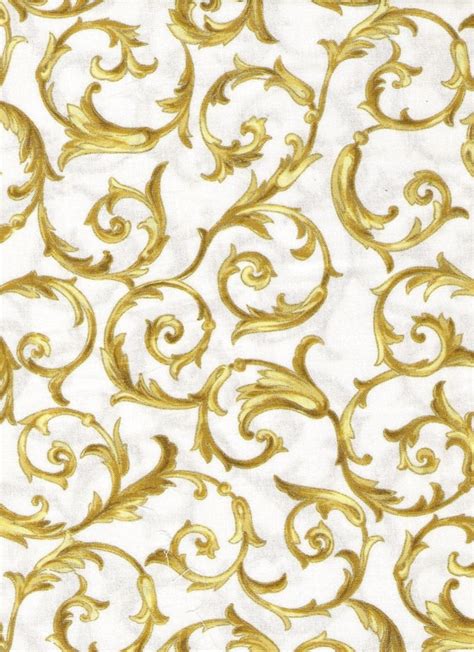 metallic gold pattern fabric|white fabric with gold accents.